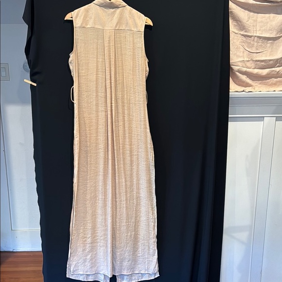 Amadi Sleeveless Beige Long Button Down Dress, Large - Picture 7 of 8